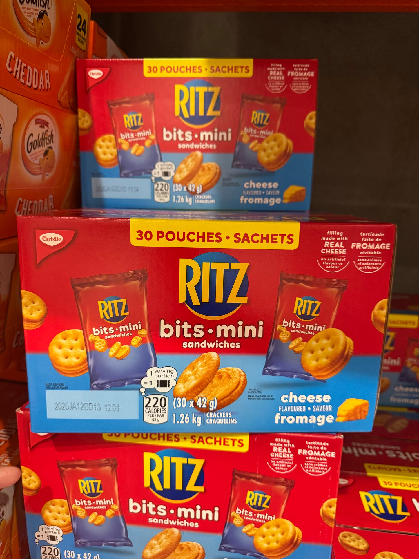 Ritz Bits Mini Sandwiches, Cheese Flavoured Crackers, 30 × 42 g