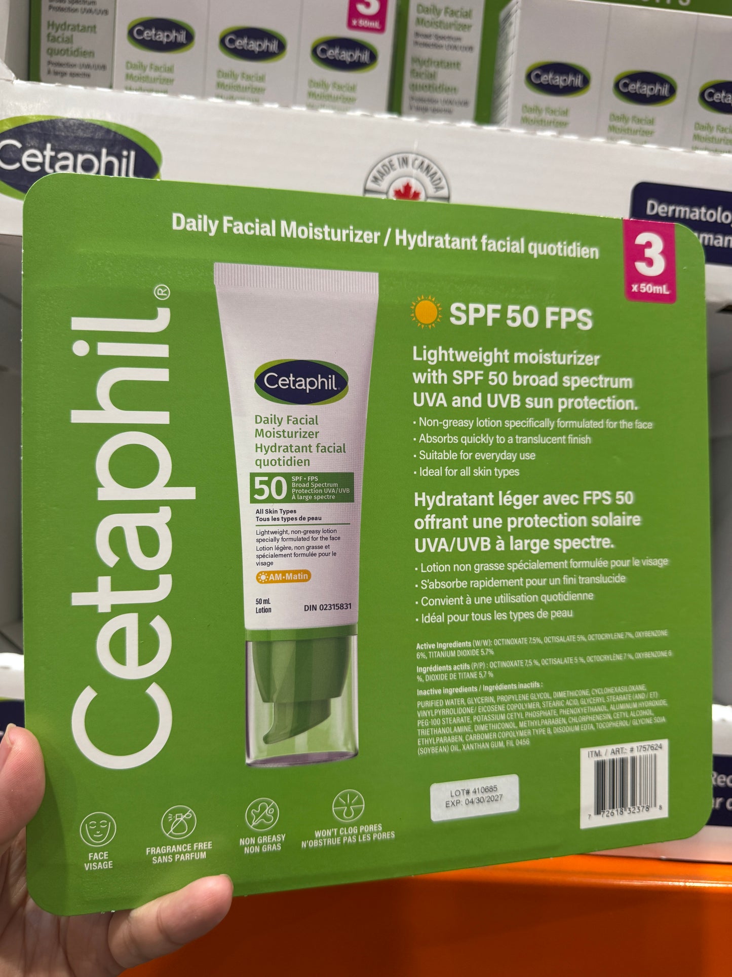 Cetaphil Daily Facial Moisturizer SPF 50, 3 x 50 mL