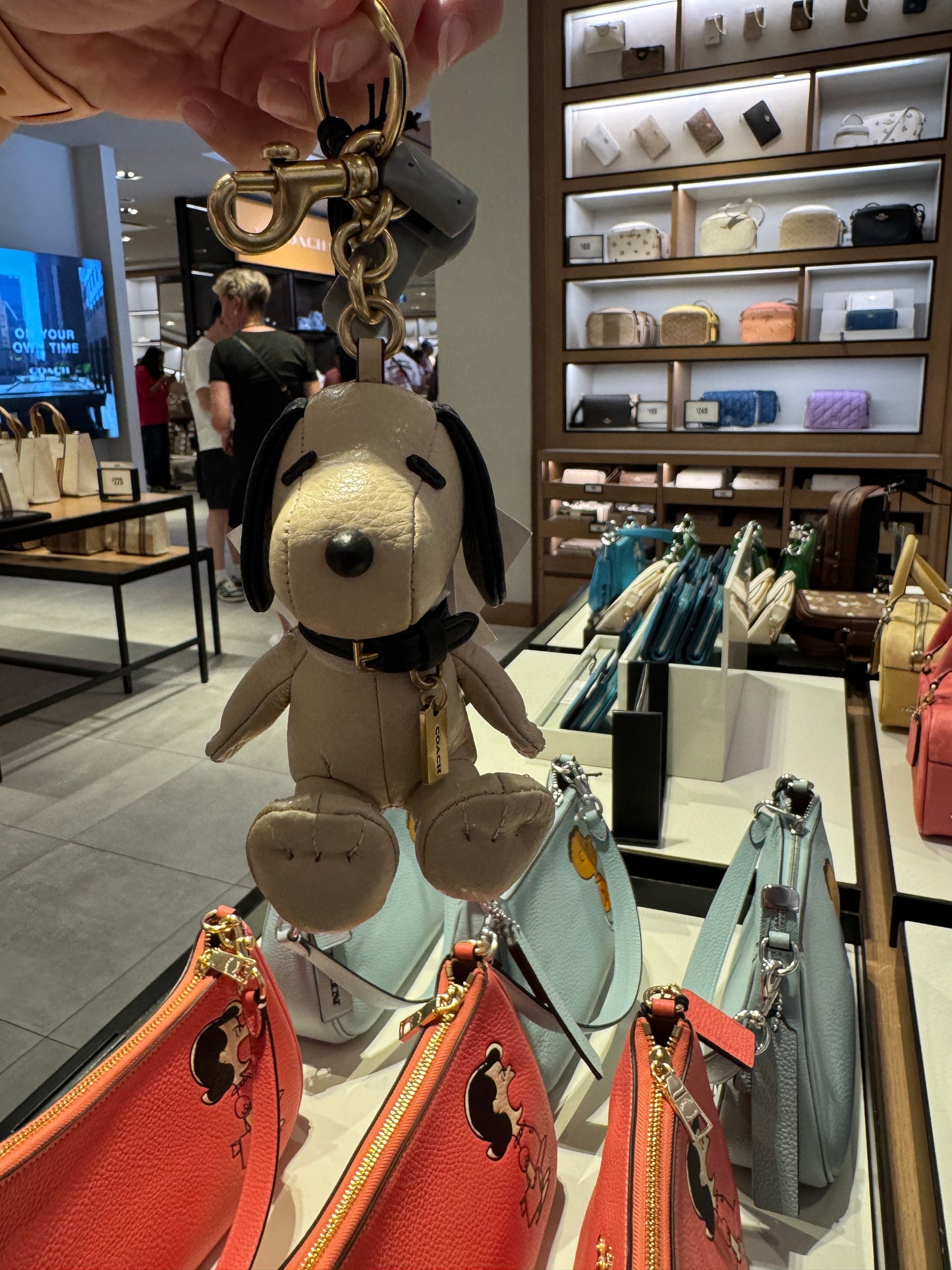 NWT Coach X Peanuts Snoopy Collectible Bag Charm/ Keychain In Signature Canvas