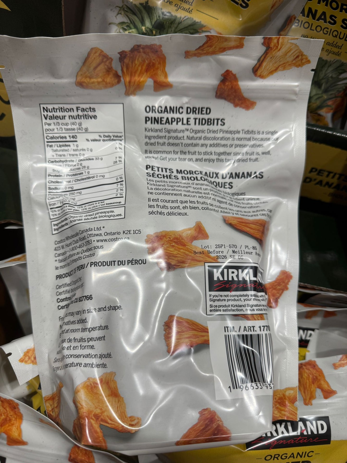 KIRKLAND Signature Dried Pineapple 737g
