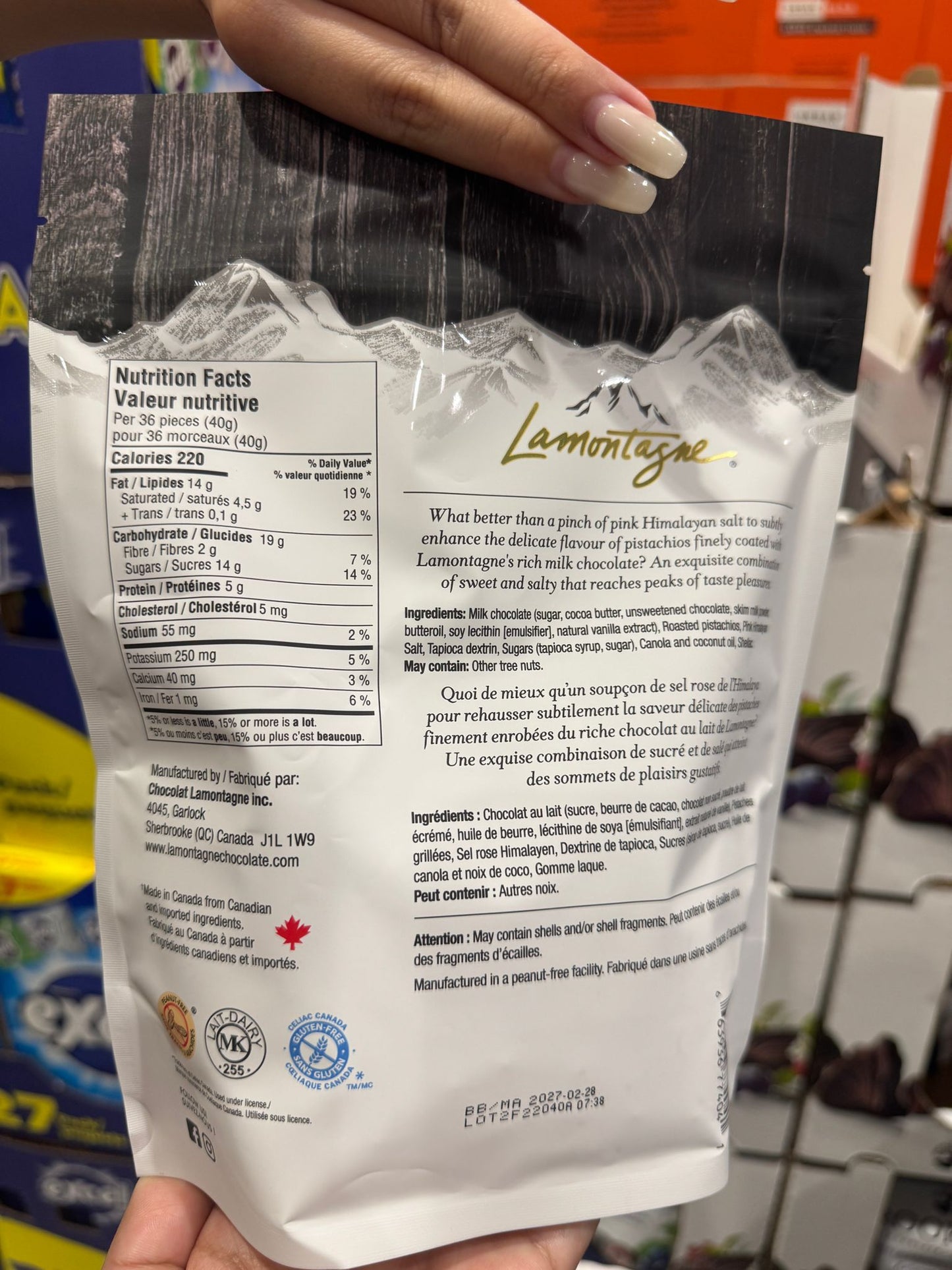 Lamontagne Milk Chocolate Pistachios 500g