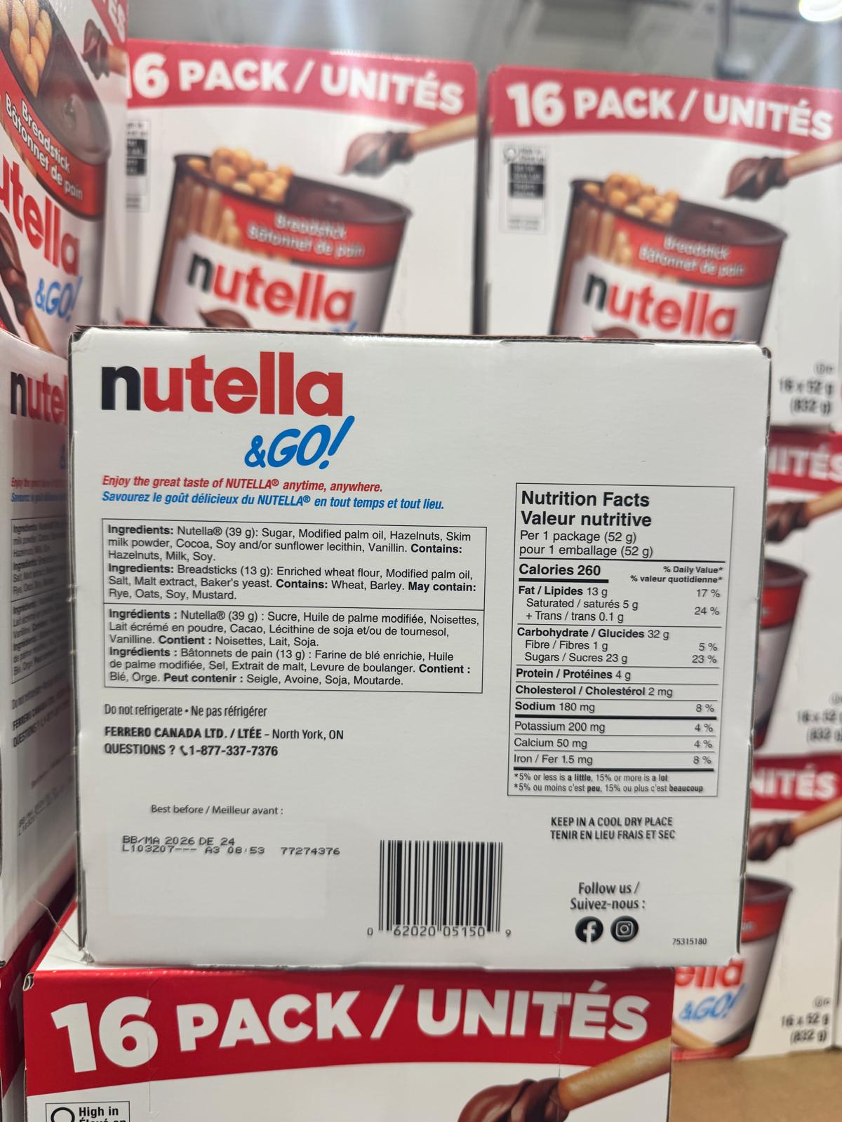 Nutella & Go Breadsticks, 16 × 52 g