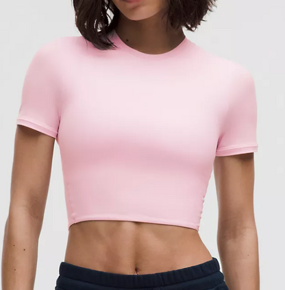 Wundermost Ultra-Soft Nulu Crewneck Cropped T-Shirt