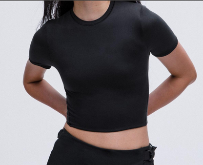 Wundermost Ultra-Soft Nulu Crewneck Cropped T-Shirt