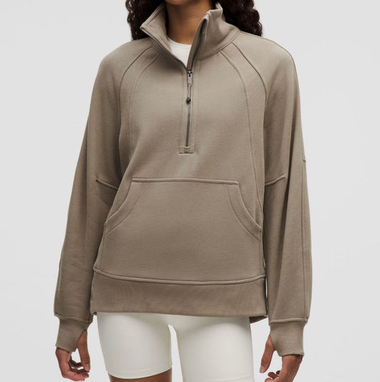 Scuba Oversized Funnel-Neck Half Zip Long