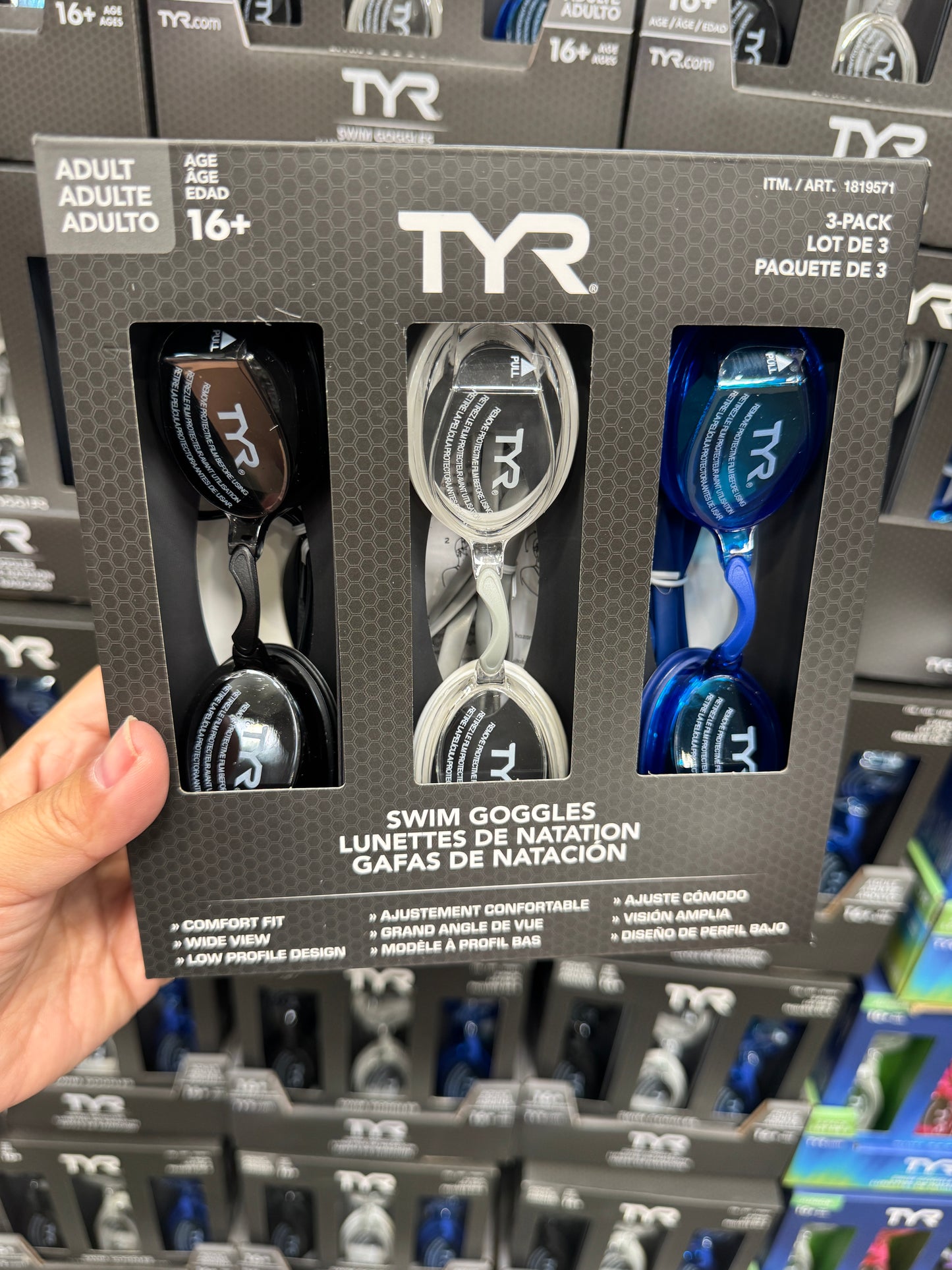 TYR Adult & Junior Goggles, 3-pack