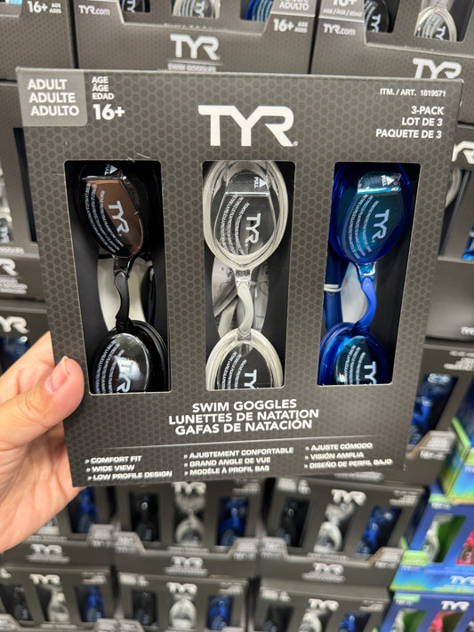 TYR Adult & Junior Goggles, 3-pack