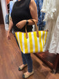 Ralph Lauren Striped Canvas Medium Bellport Tote