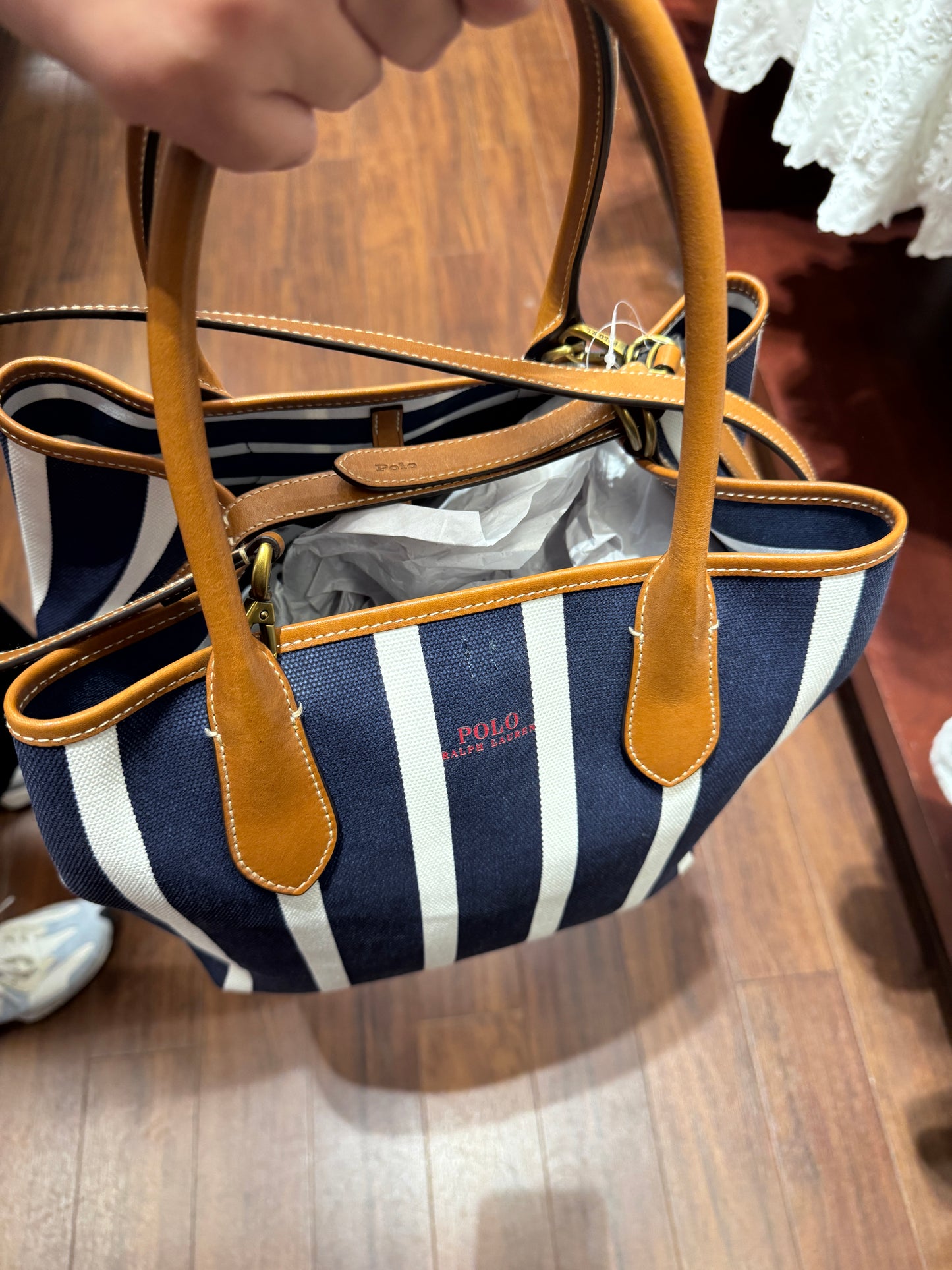 Ralph Lauren Striped Canvas Medium Bellport Tote