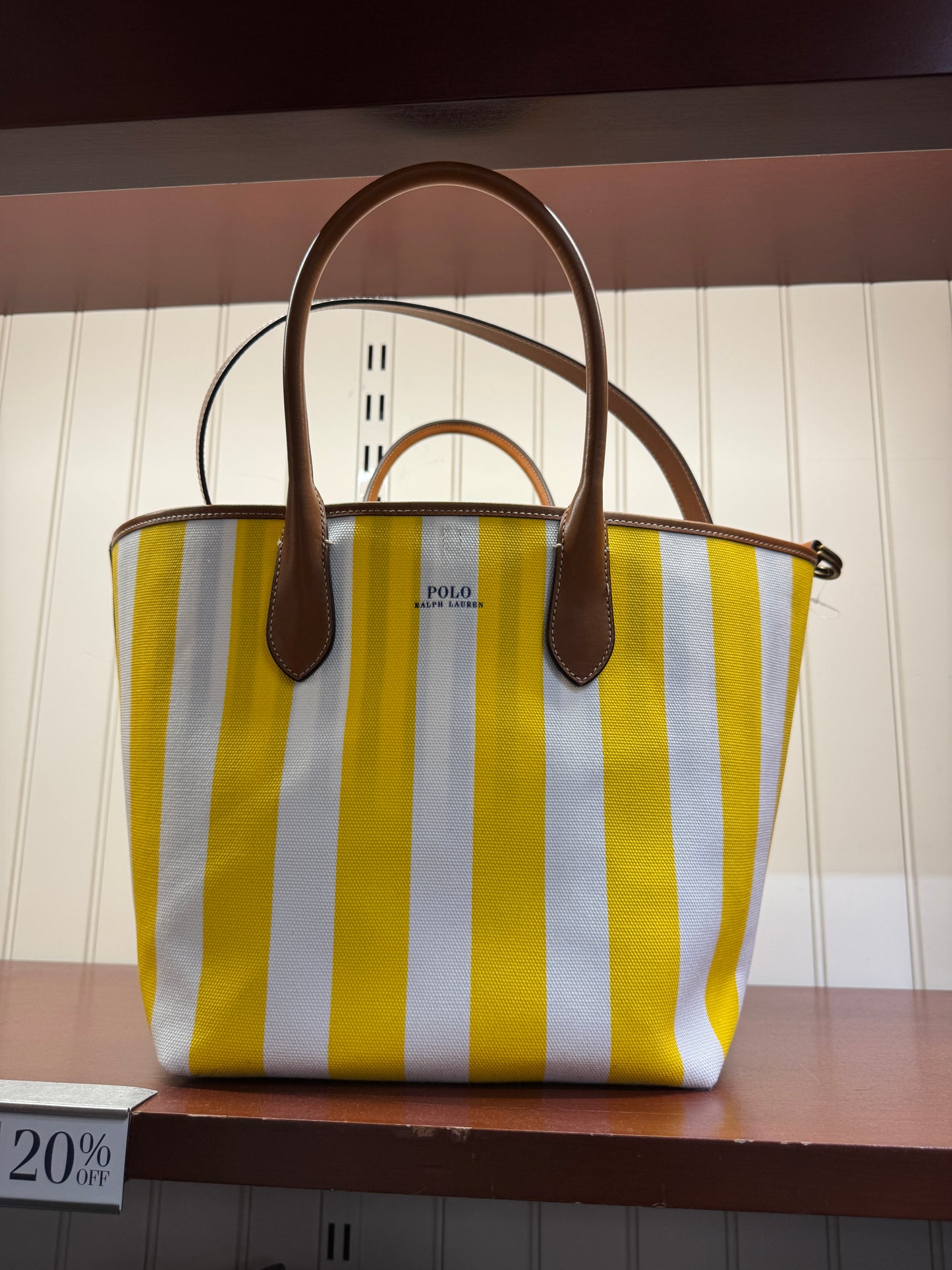 Ralph Lauren Striped Canvas Medium Bellport Tote