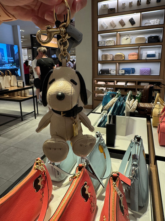 NWT Coach X Peanuts Snoopy Collectible Bag Charm/ Keychain In Signature Canvas