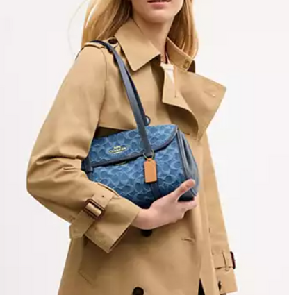 Bridget Flap Shoulder Bag In Signature Denim
